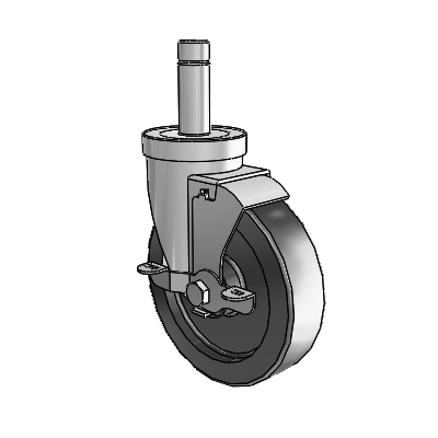 30 Series Grip Ring Zinc Swivel Caster with 5 x 1.25 Polyolefin Wheel and VertiLoc Brake