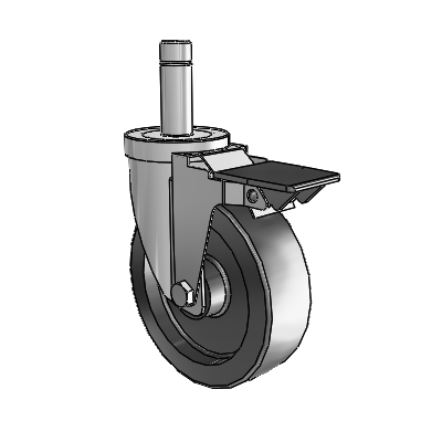 30 Series Grip Ring Zinc Swivel Caster with 5 x 1.5 Hi-Temp Resin Wheel and PosiLoc Brake