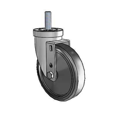 30 Series Threaded Stem Zinc Swivel Caster with 5 x 1.25 Cushion Rubber (Conductive) Wheel