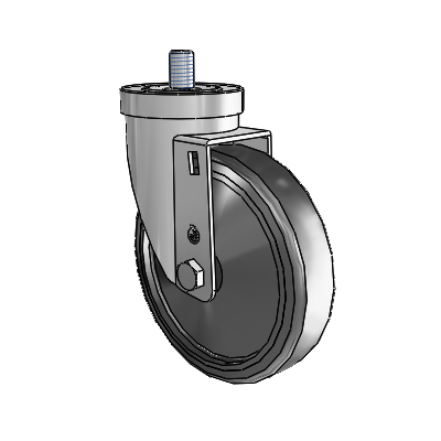 30 Series Threaded Stem Zinc Swivel Caster with 5 x 1.25 Cushion Rubber (Conductive) Wheel
