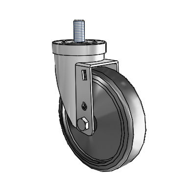 30 Series Threaded Stem Zinc Swivel Caster with 5 x 1.25 Hard Rubber Wheel