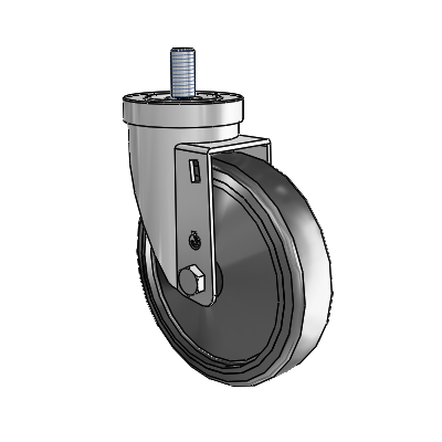 30 Series Threaded Stem Zinc Swivel Caster with 5 x 1.25 Hard Rubber Wheel