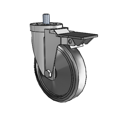 30 Series Threaded Stem Zinc Swivel Caster with 5 x 1.25 Hard Rubber Wheel and PosiLoc Brake