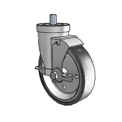 30 Series Threaded Stem Zinc Swivel Caster with 5 x 1.25 Welded Disc Rubber (Black) Wheel and VertiLoc Brake