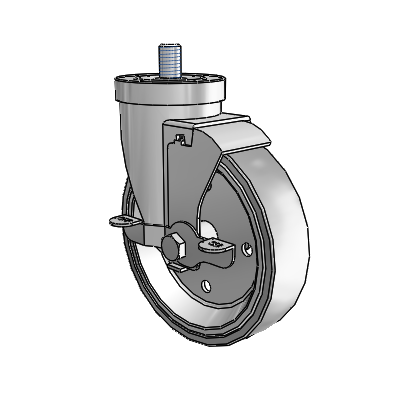 30 Series Threaded Stem Zinc Swivel Caster with 5 x 1.25 Welded Disc Rubber (Grey) Wheel and VertiLoc Brake