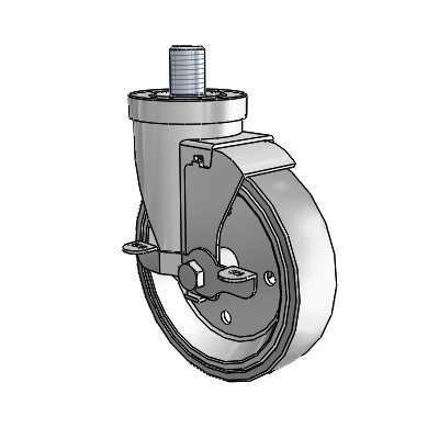 30 Series Threaded Stem Zinc Swivel Caster with 5 x 1.25 Welded Disc Rubber (Grey) Wheel and VertiLoc Brake