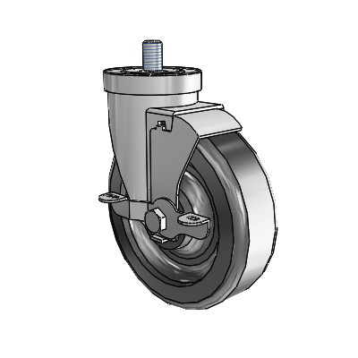30 Series Threaded Stem Zinc Swivel Caster with 5 x 1.5 Phenolic Wheel and VertiLoc Brake