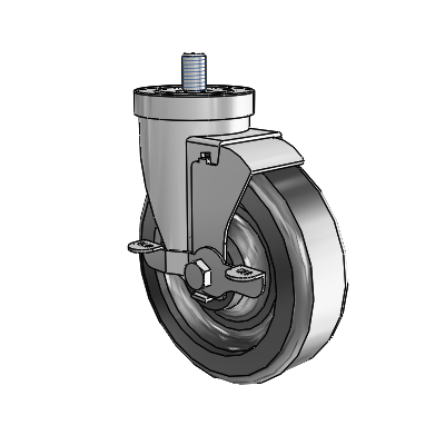 30 Series Threaded Stem Zinc Swivel Caster with 5 x 1.5 Phenolic Wheel and VertiLoc Brake