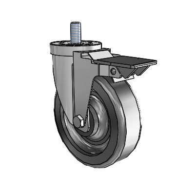30 Series Threaded Stem Zinc Swivel Caster with 5 x 1.5 Phenolic Wheel and PosiLoc Brake