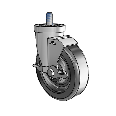 30 Series Threaded Stem Zinc Swivel Caster with 5 x 1.5 Phenolic Wheel and VertiLoc Brake