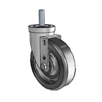 30 Series Threaded Stem Zinc Swivel Caster with 5 x 1.5 Phenolic Wheel