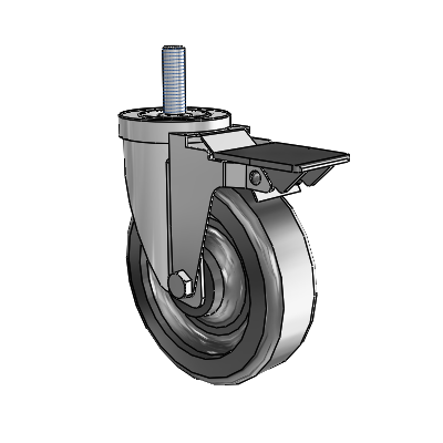 30 Series Threaded Stem Zinc Swivel Caster with 5 x 1.5 Phenolic Wheel and PosiLoc Brake