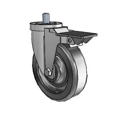 30 Series Threaded Stem Zinc Swivel Caster with 5 x 1.5 Phenolic Wheel and PosiLoc Brake
