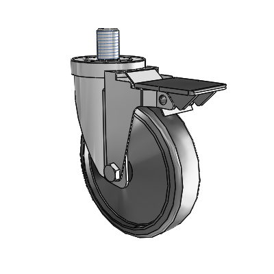 30 Series Threaded Stem Zinc Swivel Caster with 5 x 1.25 Cushion Rubber Wheel and PosiLoc Brake
