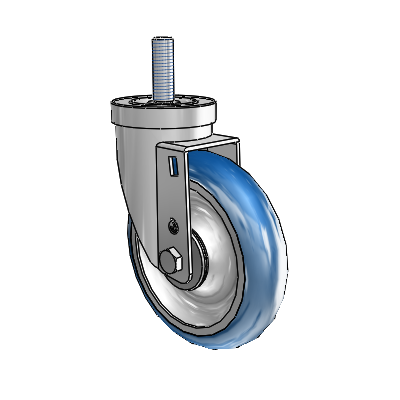 30 Series Threaded Stem Zinc Swivel Caster with 5 x 1.25 PolyLoc (Blue) Wheel