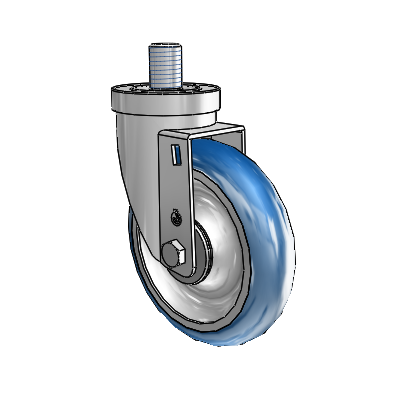 30 Series Threaded Stem Zinc Swivel Caster with 5 x 1.25 PolyLoc (Blue) Wheel