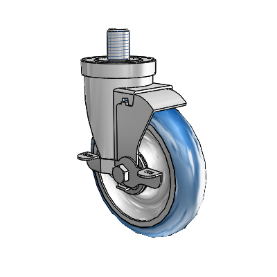 30 Series Threaded Stem Zinc Swivel Caster with 5 x 1.25 PolyLoc (Blue) Wheel and VertiLoc Brake