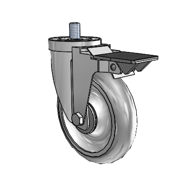 30 Series Threaded Stem Zinc Swivel Caster with 5 x 1.25 PolyLock (Grey) Wheel and PosiLoc Brake