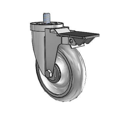 30 Series Threaded Stem Zinc Swivel Caster with 5 x 1.25 PolyLock (Grey) Wheel and PosiLoc Brake