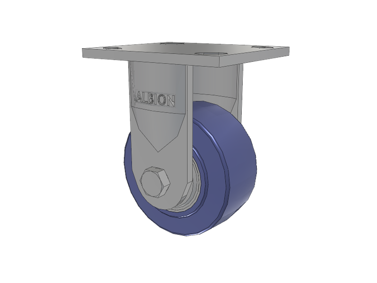 16 Series Top Plate Rigid Caster with 4 x 2 Blue HF - HydroTech (Flat) Wheel