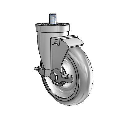30 Series Threaded Stem Zinc Swivel Caster with 5 x 1.25 Advantage TPR (Round) Wheel and VertiLoc Brake