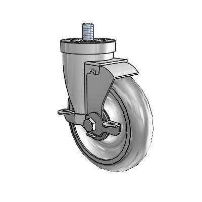 30 Series Threaded Stem Zinc Swivel Caster with 5 x 1.25 Advantage TPR (Round) Wheel and VertiLoc Brake