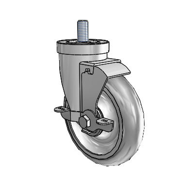30 Series Threaded Stem Zinc Swivel Caster with 5 x 1.25 Advantage TPR (Round) Wheel and VertiLoc Brake