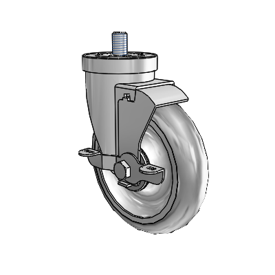 30 Series Threaded Stem Zinc Swivel Caster with 5 x 1.25 Advantage TPR (Round) Wheel and VertiLoc Brake