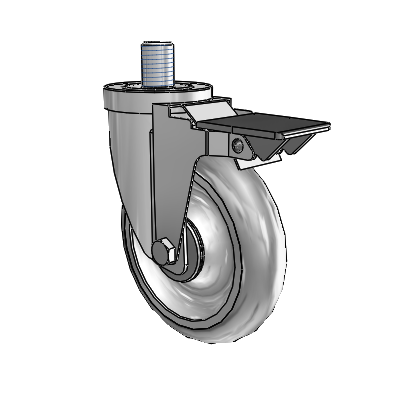 30 Series Threaded Stem Zinc Swivel Caster with 5 x 1.25 Advantage TPR (Round) Wheel and PosiLoc Brake