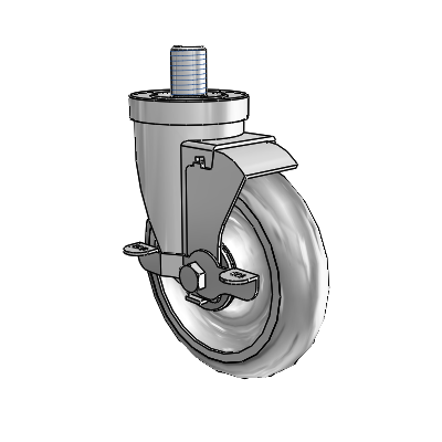 30 Series Threaded Stem Zinc Swivel Caster with 5 x 1.25 Advantage TPR (Round) Wheel and VertiLoc Brake