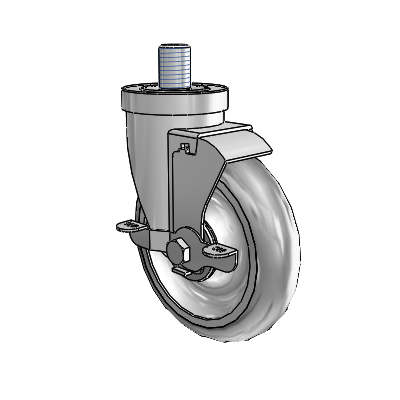 30 Series Threaded Stem Zinc Swivel Caster with 5 x 1.25 Advantage TPR (Round) Wheel and VertiLoc Brake