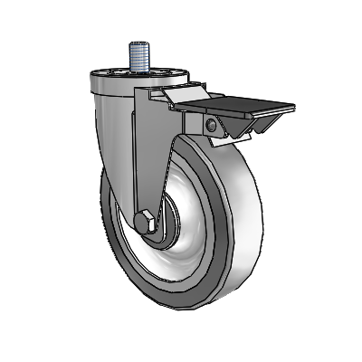 30 Series Threaded Stem Zinc Swivel Caster with 5 x 1.25 Advantage TPR (Flat) Wheel and PosiLoc Brake
