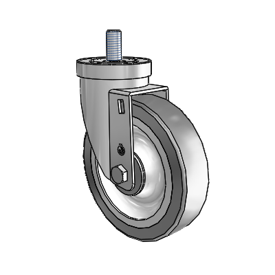 30 Series Threaded Stem Zinc Swivel Caster with 5 x 1.25 Advantage TPR (Flat) Wheel