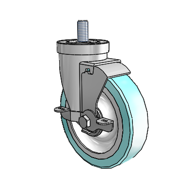 30 Series Threaded Stem Zinc Swivel Caster with 5 x 1.25 Advantage Health Wheel and VertiLoc Brake