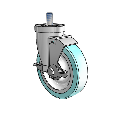 30 Series Threaded Stem Zinc Swivel Caster with 5 x 1.25 Advantage Health Wheel and VertiLoc Brake