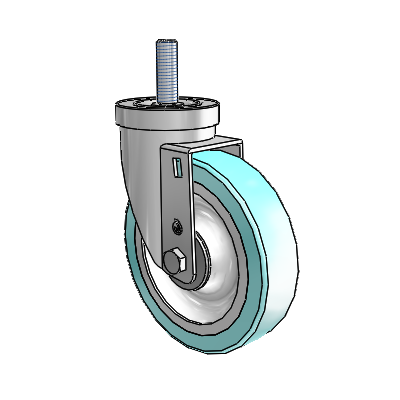 30 Series Threaded Stem Zinc Swivel Caster with 5 x 1.25 Advantage Health Wheel