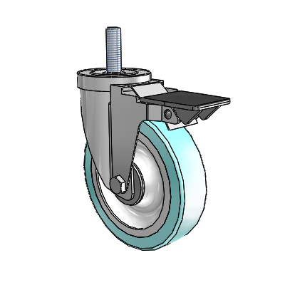 30 Series Threaded Stem Zinc Swivel Caster with 5 x 1.25 Advantage Health Wheel and PosiLoc Brake
