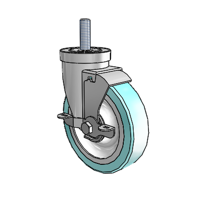 30 Series Threaded Stem Zinc Swivel Caster with 5 x 1.25 Advantage Health Wheel and VertiLoc Brake