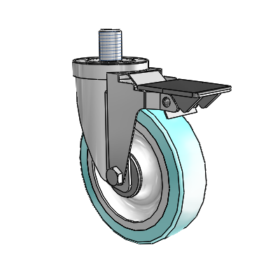 30 Series Threaded Stem Zinc Swivel Caster with 5 x 1.25 Advantage Health Wheel and PosiLoc Brake