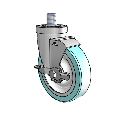 30 Series Threaded Stem Zinc Swivel Caster with 5 x 1.25 Advantage Health Wheel and VertiLoc Brake