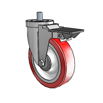 30 Series Threaded Stem Zinc Swivel Caster with 5 x 1.25 Advantage Heat (Flat) Wheel and PosiLoc Brake