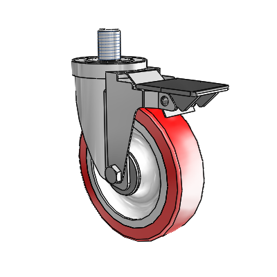 30 Series Threaded Stem Zinc Swivel Caster with 5 x 1.25 Advantage Heat (Flat) Wheel and PosiLoc Brake