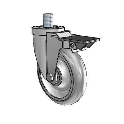 30 Series Threaded Stem Zinc Swivel Caster with 5 x 1.25 PolyLock (Grey) Wheel and PosiLoc Brake