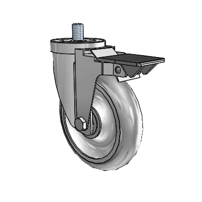 30 Series Threaded Stem Zinc Swivel Caster with 5 x 1.25 Advantage TPR (Round) Wheel and PosiLoc Brake