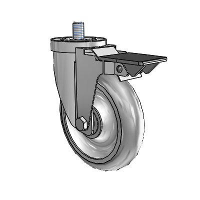 30 Series Threaded Stem Zinc Swivel Caster with 5 x 1.25 Advantage TPR (Round) Wheel and PosiLoc Brake