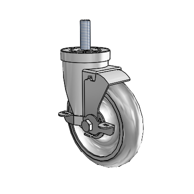 30 Series Threaded Stem Zinc Swivel Caster with 5 x 1.25 Advantage TPR (Round) Wheel and VertiLoc Brake