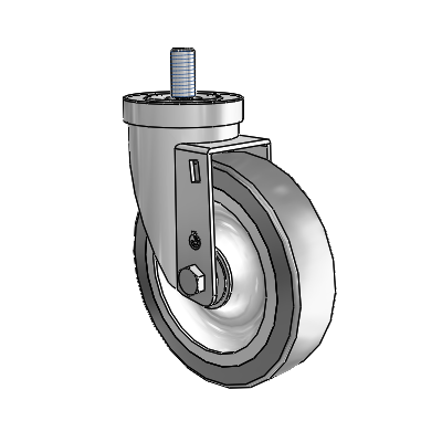 30 Series Threaded Stem Zinc Swivel Caster with 5 x 1.25 Advantage TPR (Flat) Wheel