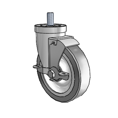 30 Series Threaded Stem Zinc Swivel Caster with 5 x 1.25 Advantage TPR (Flat) Wheel and VertiLoc Brake