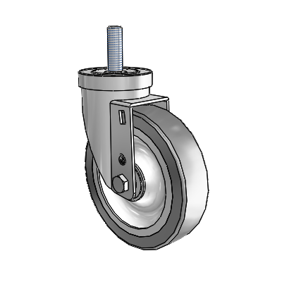 30 Series Threaded Stem Zinc Swivel Caster with 5 x 1.25 Advantage TPR (Flat) Wheel