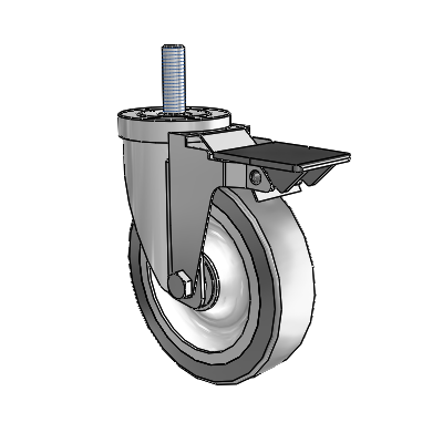 30 Series Threaded Stem Zinc Swivel Caster with 5 x 1.25 Advantage TPR (Flat) Wheel and PosiLoc Brake